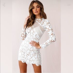 Reinhart floral asymmetrical mesh dress WHITE